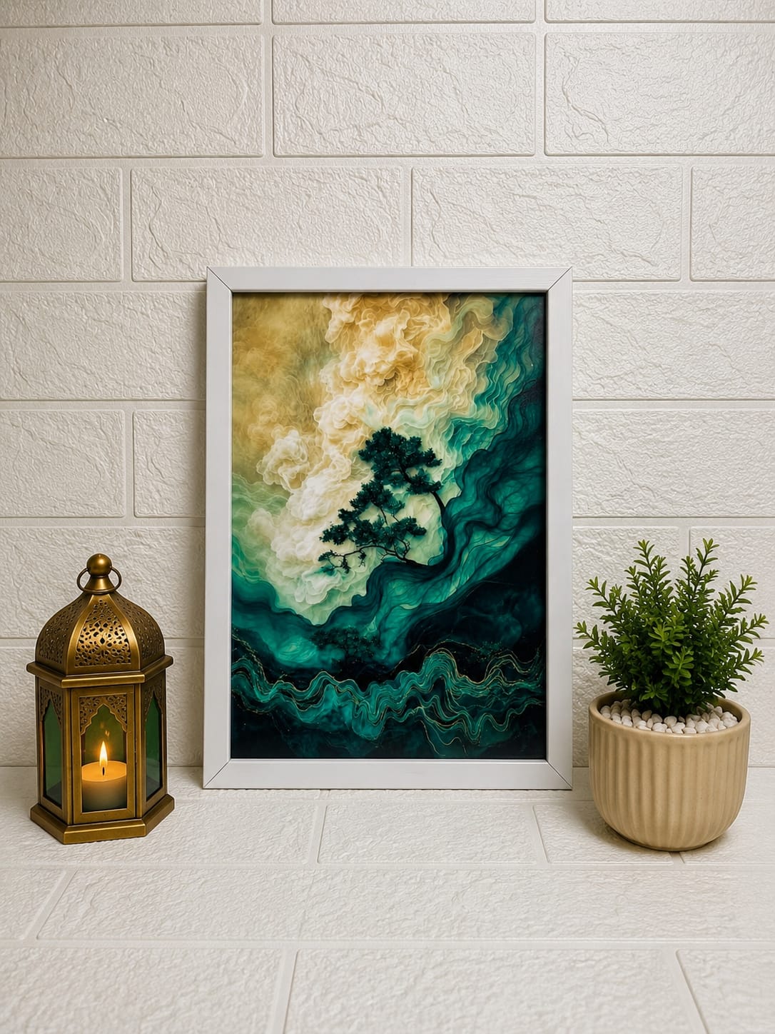 Abstract Nature Wall Art Frame | Modern Tree Landscape Art Print for Home & Office Décor