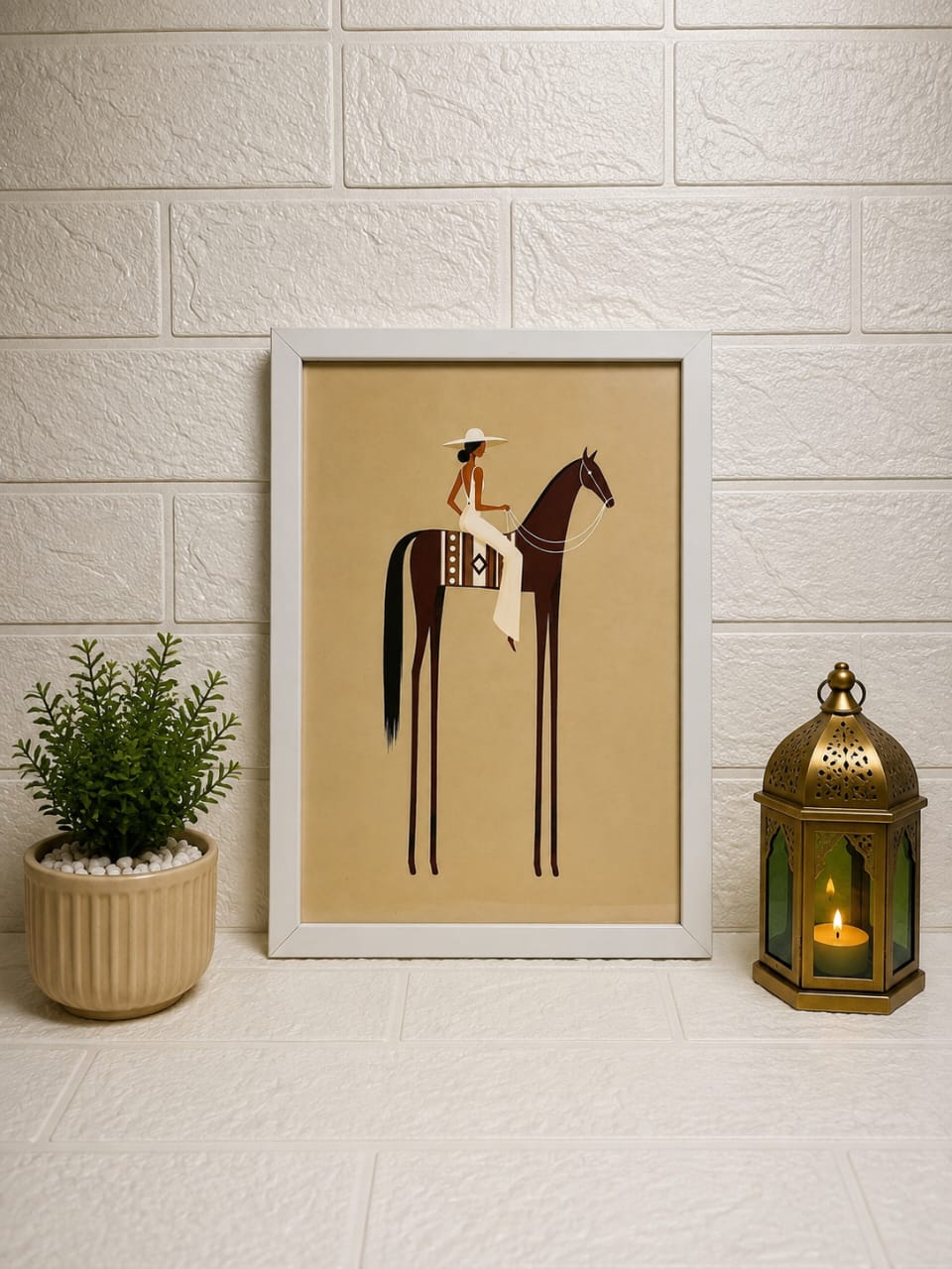 Minimalist Horse Rider Wall Art Frame | Modern Equestrian Art Print for Home & Office Décor