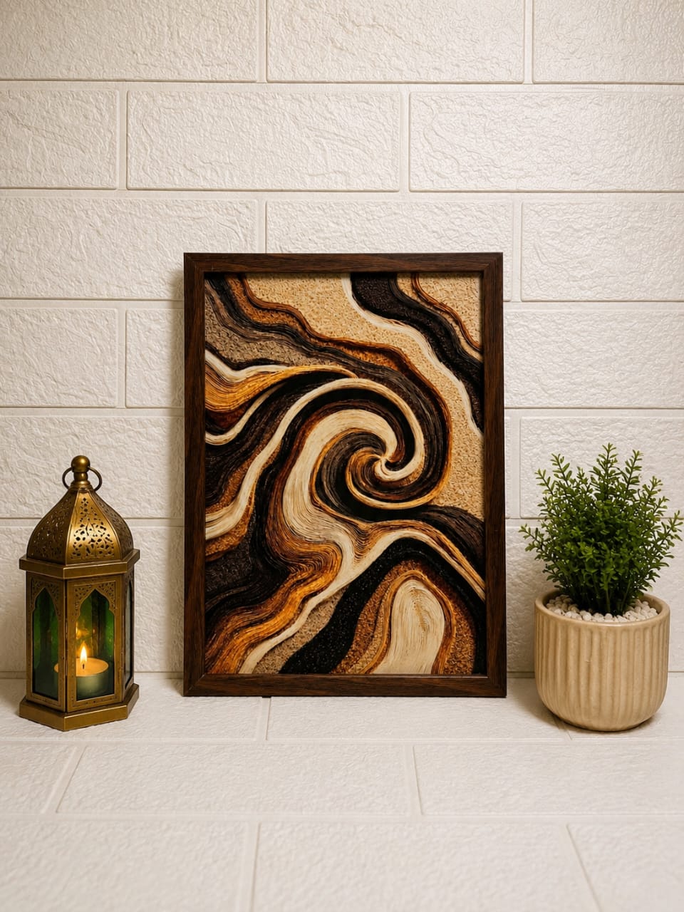Abstract Marble Swirl Wall Art Frame | Modern Earth Tone Abstract Print for Home & Office Décor
