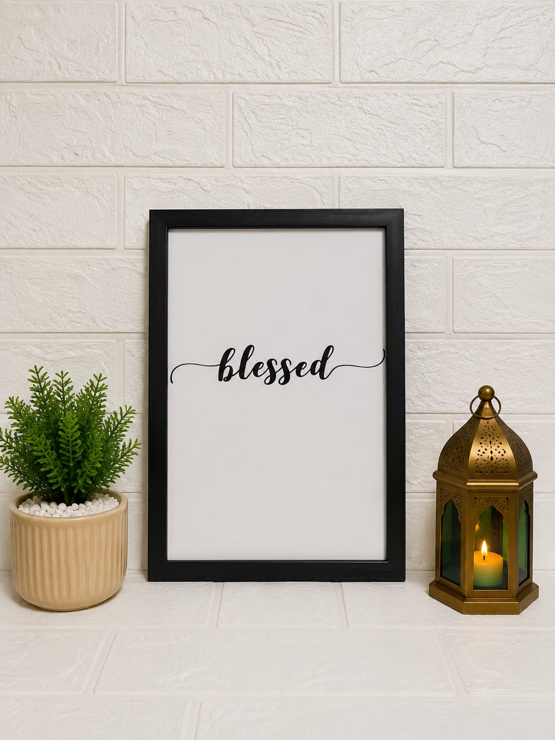 Minimalist Inspirational Wall Frame Set of 4 | Love, Dream, Smile & Blessed | Modern Wall Decor