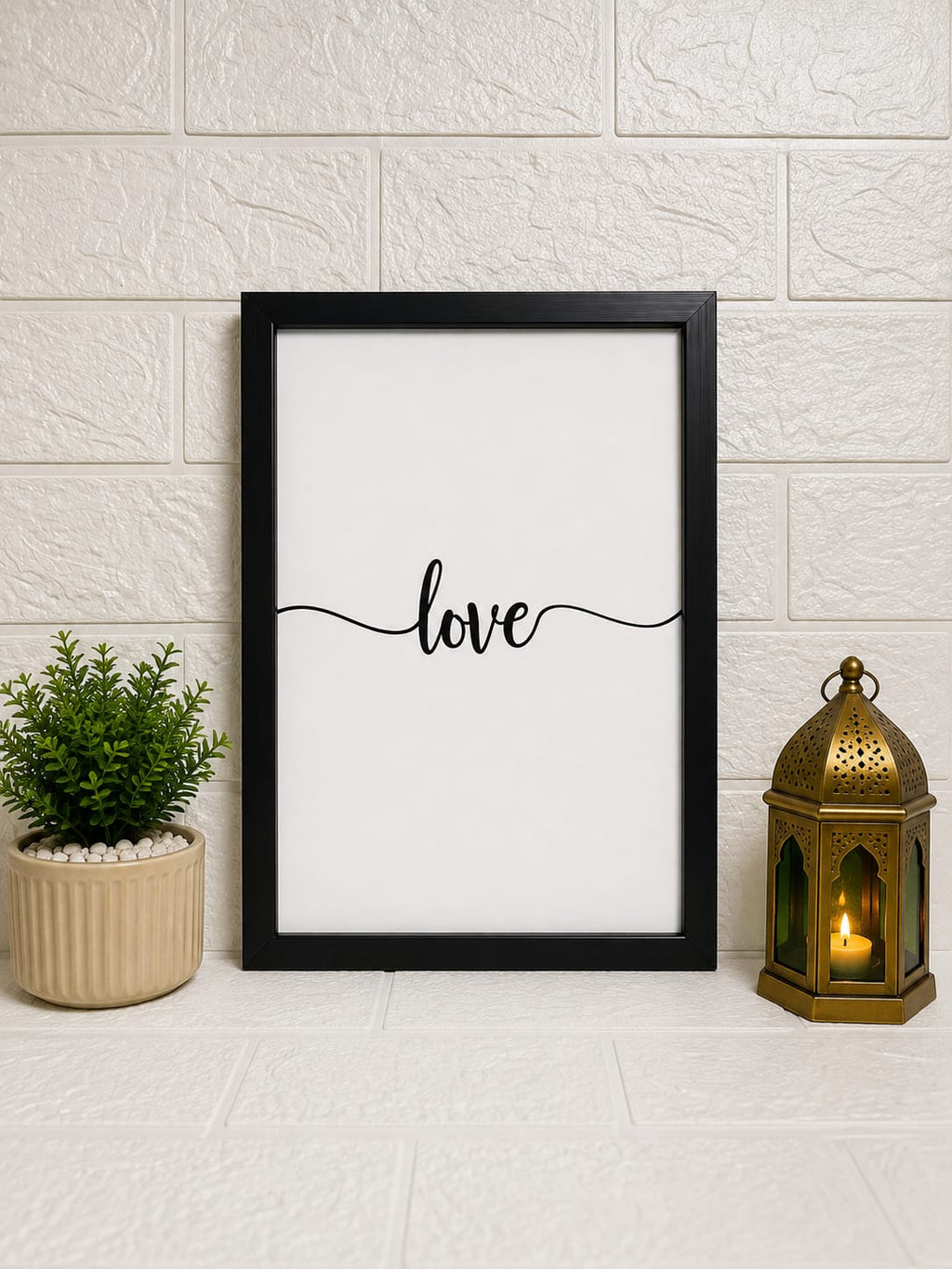 Minimalist Inspirational Wall Frame Set of 4 | Love, Dream, Smile & Blessed | Modern Wall Decor