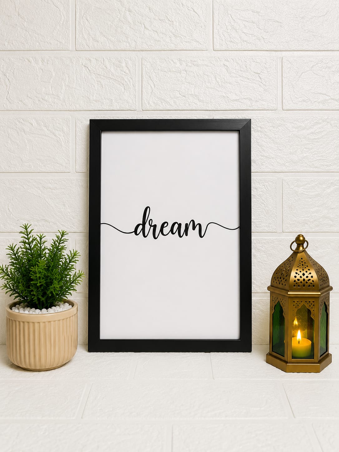 Minimalist Inspirational Wall Frame Set of 4 | Love, Dream, Smile & Blessed | Modern Wall Decor
