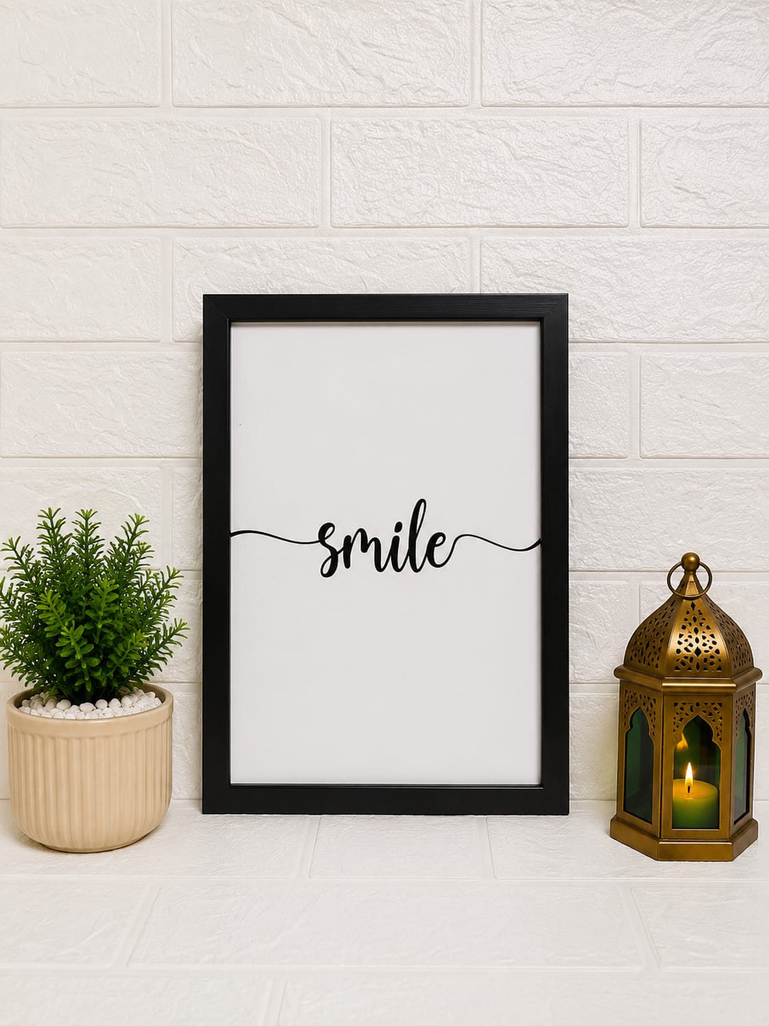 Minimalist Inspirational Wall Frame Set of 4 | Love, Dream, Smile & Blessed | Modern Wall Decor