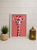 Cute Giraffe Wall Art Frame | Modern Animal Art Print for Kids Room & Home Décor
