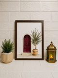 Rustic Red Door Wall Frame – Elegant Mediterranean Inspired Decor