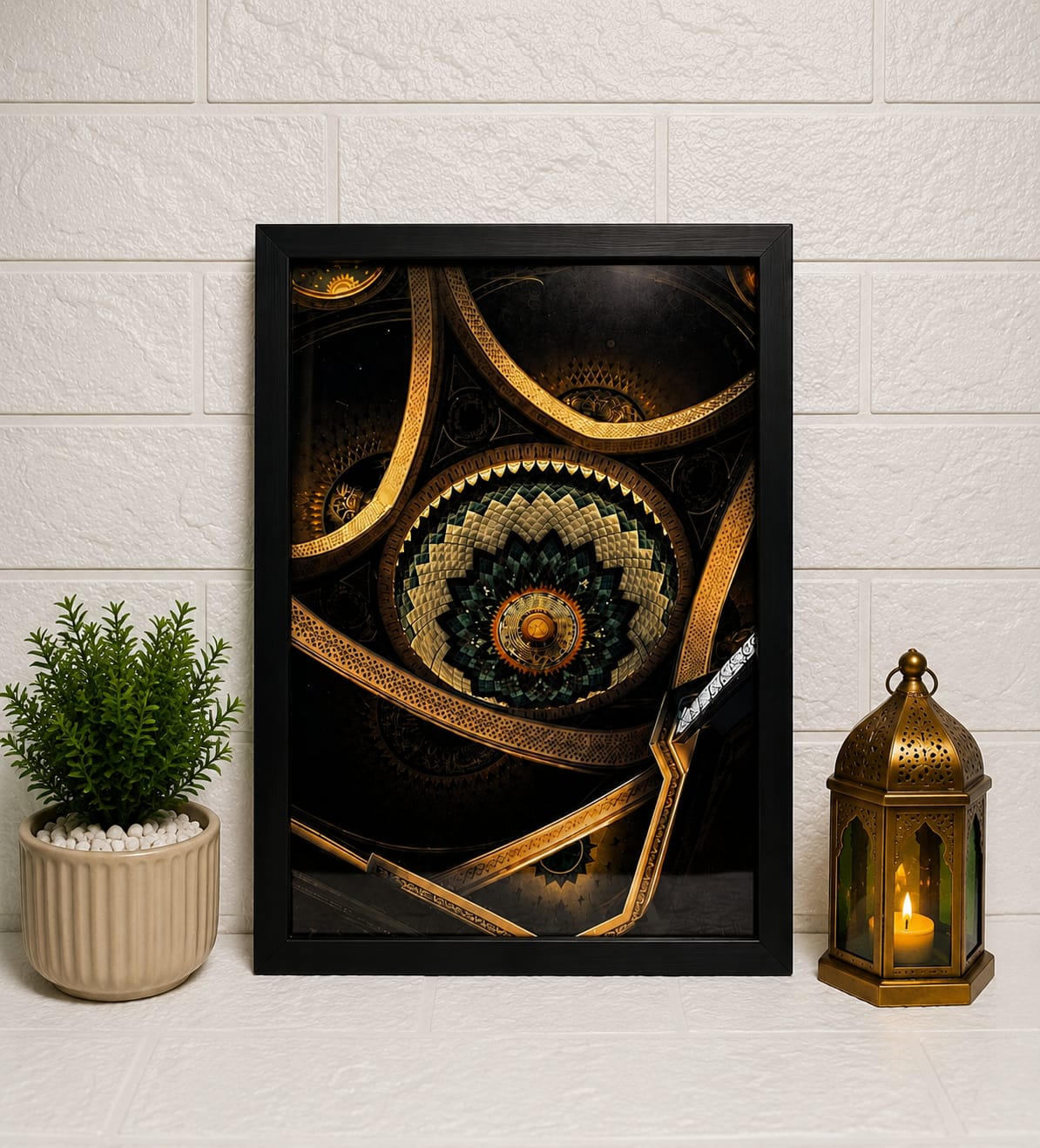 Islamic Mosque Dome Ceiling Wall Art Frame | Premium Black Frame | Elegant Islamic Home Décor